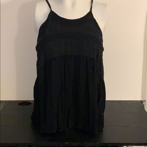Black Xhiliration Tank w/ Lace Detail